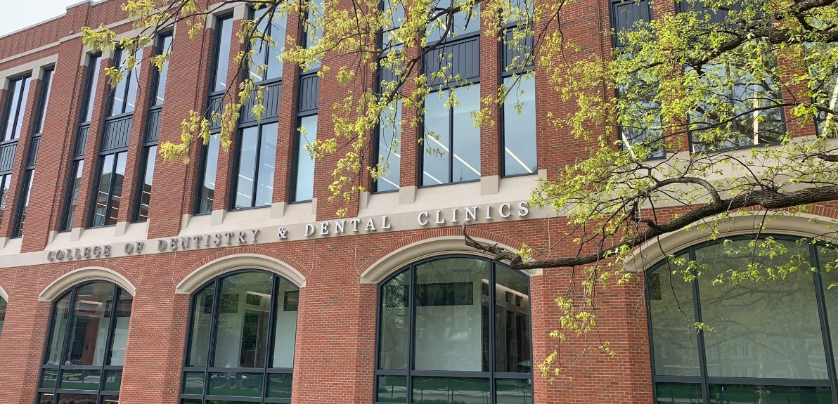 Outside view of dental school buildings