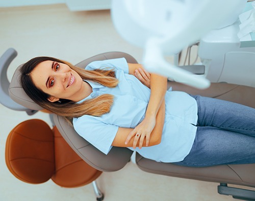 Satisfied dental patient viewed from above